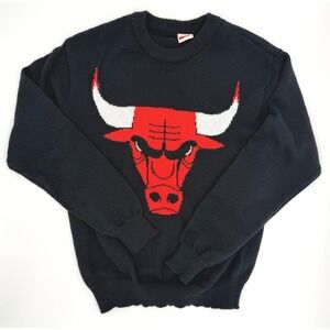 Ultra Game NBA Chicago Bulls Knit Sweater Black Red White Logo XS Womens